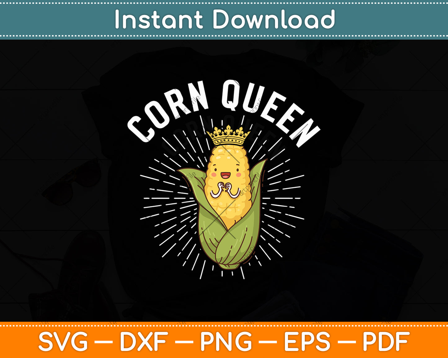 Cool Corn Queen Girls Food Farming Corn Cob Farmer Svg Digital Cutting File