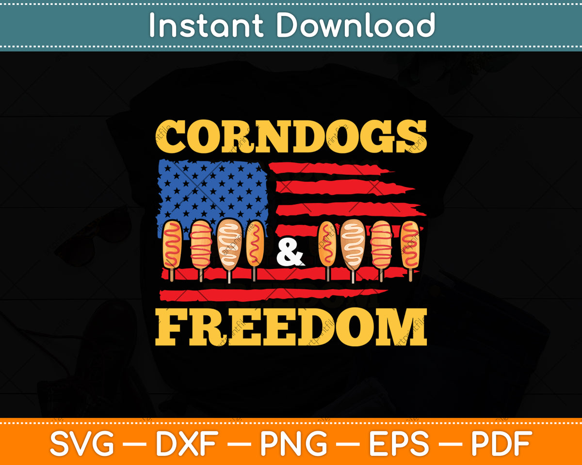 Corndogs & Freedom American Flag Svg Digital Cutting File