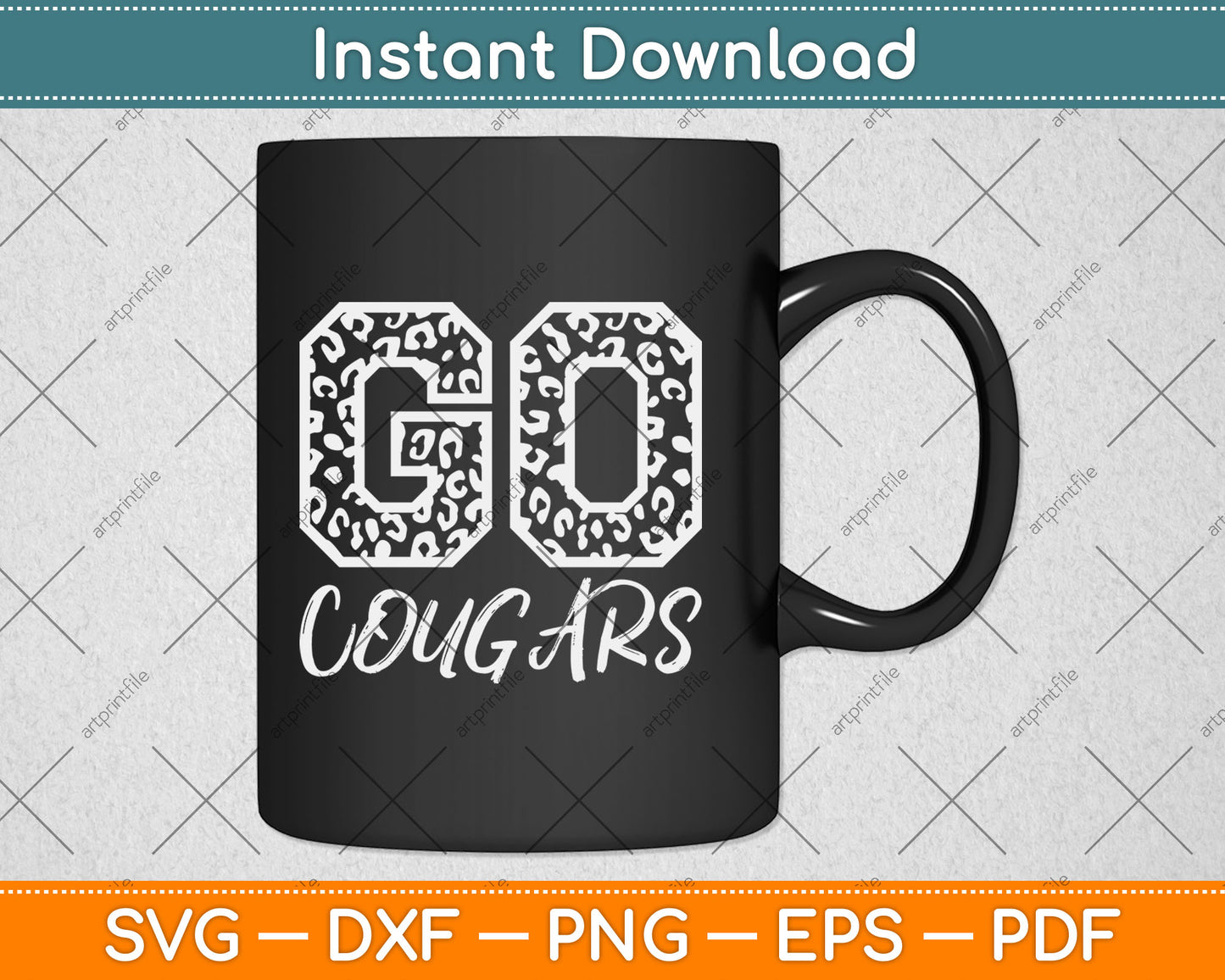 Cougars Team Mascot School Spirit Game Night Leopard Print Svg Digital Cutting File