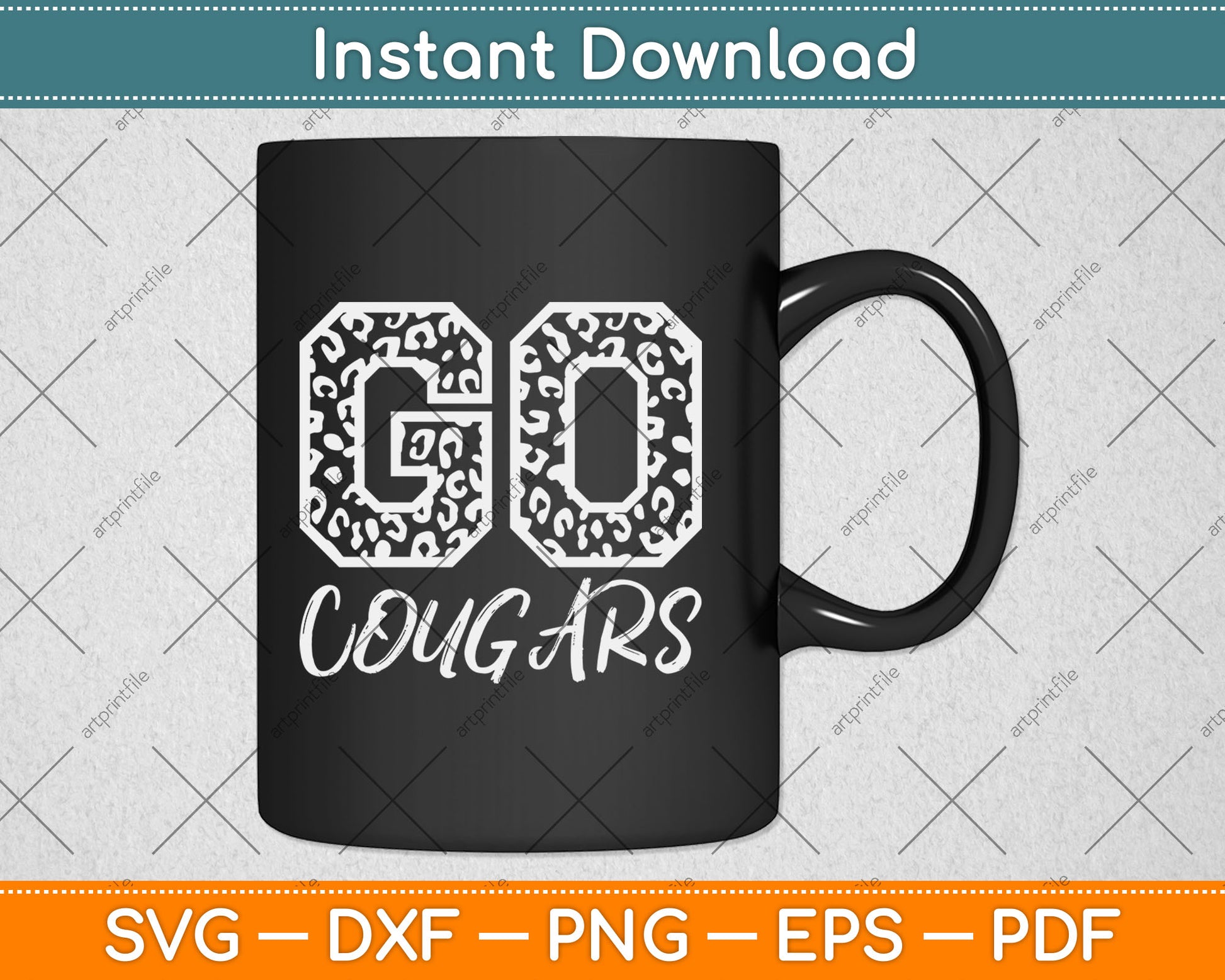 Cougars Team Mascot School Spirit Game Night Leopard Print Svg Digital Cutting File