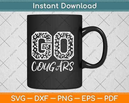Cougars Team Mascot School Spirit Game Night Leopard Print Svg Digital Cutting File
