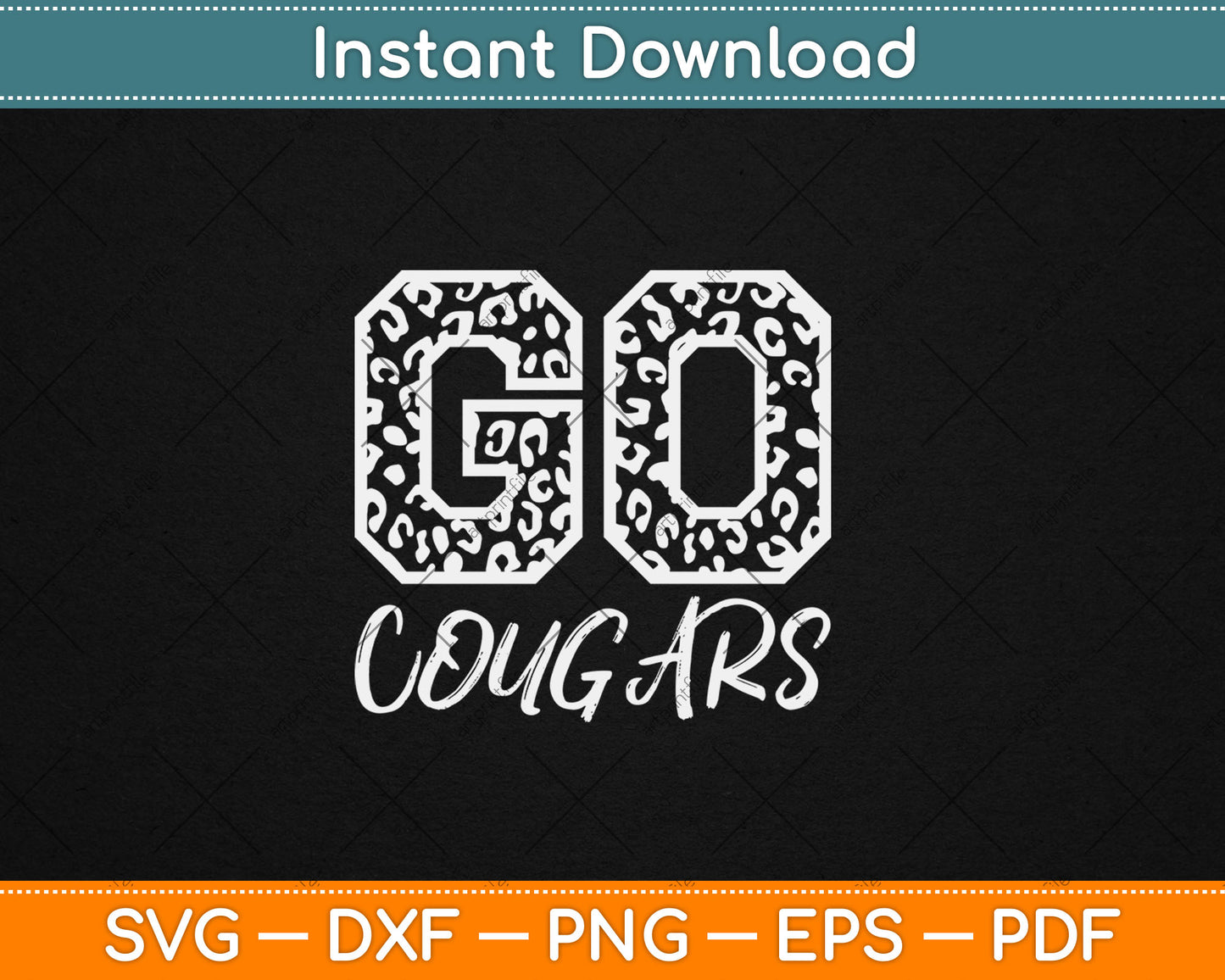 Cougars Team Mascot School Spirit Game Night Leopard Print Svg Digital Cutting File