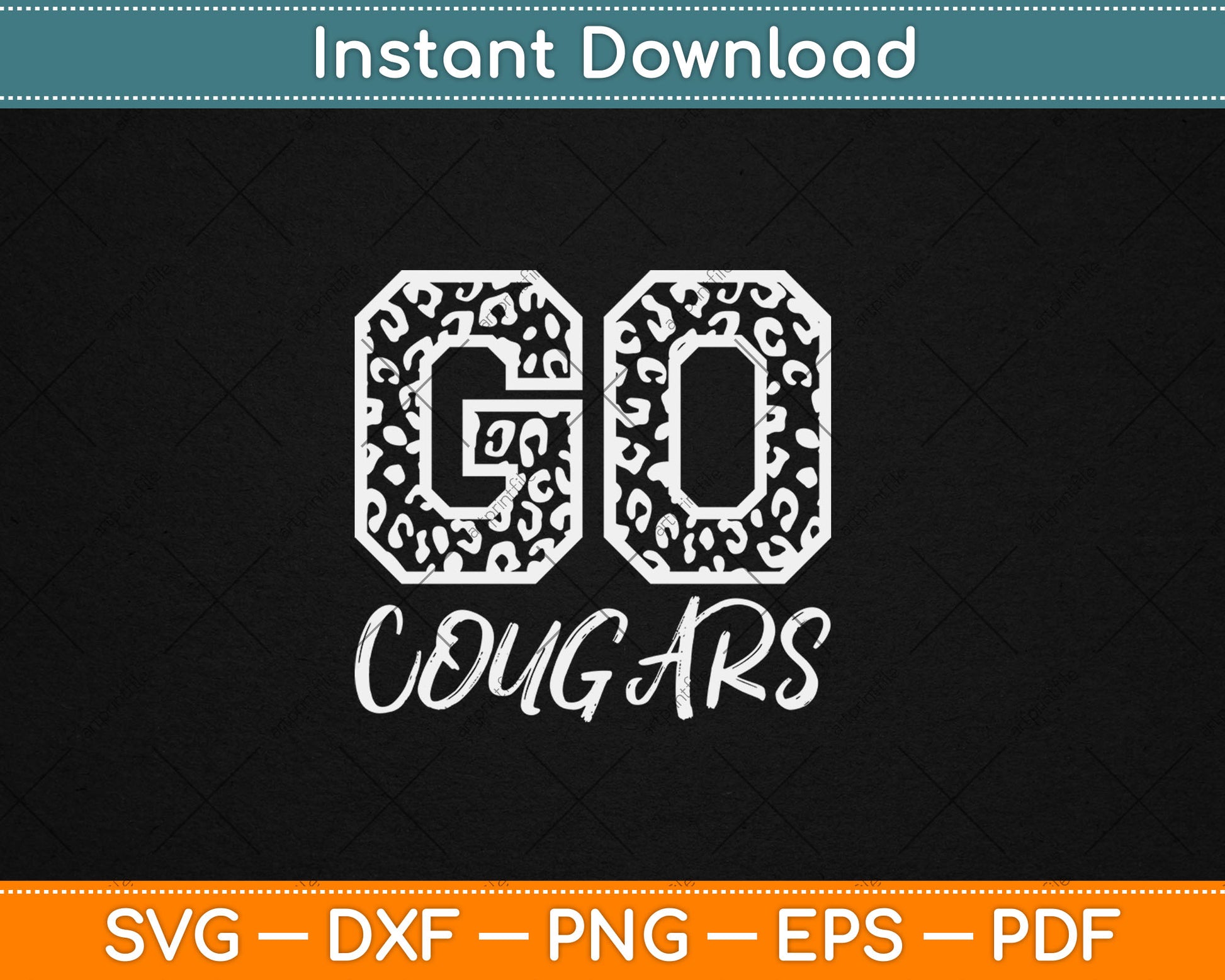 Cougars Team Mascot School Spirit Game Night Leopard Print Svg Digital Cutting File