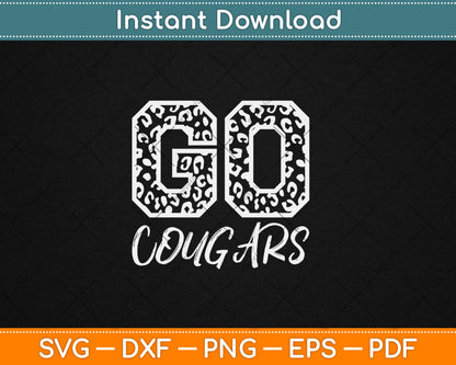 Cougars Team Mascot School Spirit Game Night Leopard Print Svg Digital Cutting File