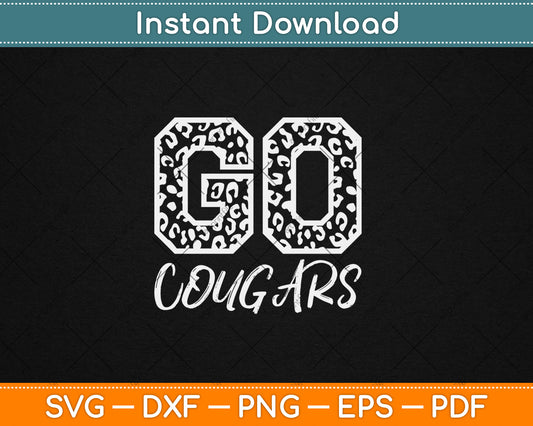 Cougars Team Mascot School Spirit Game Night Leopard Print Svg Digital Cutting File