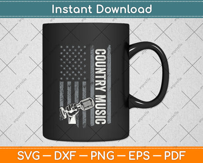 Country Music Guitar & American Flag Western Svg Png Dxf Digital Cutting File