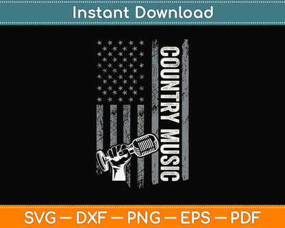 Country Music Guitar & American Flag Western Svg Png Dxf Digital Cutting File