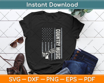 Country Music Guitar & American Flag Western Svg Png Dxf Digital Cutting File