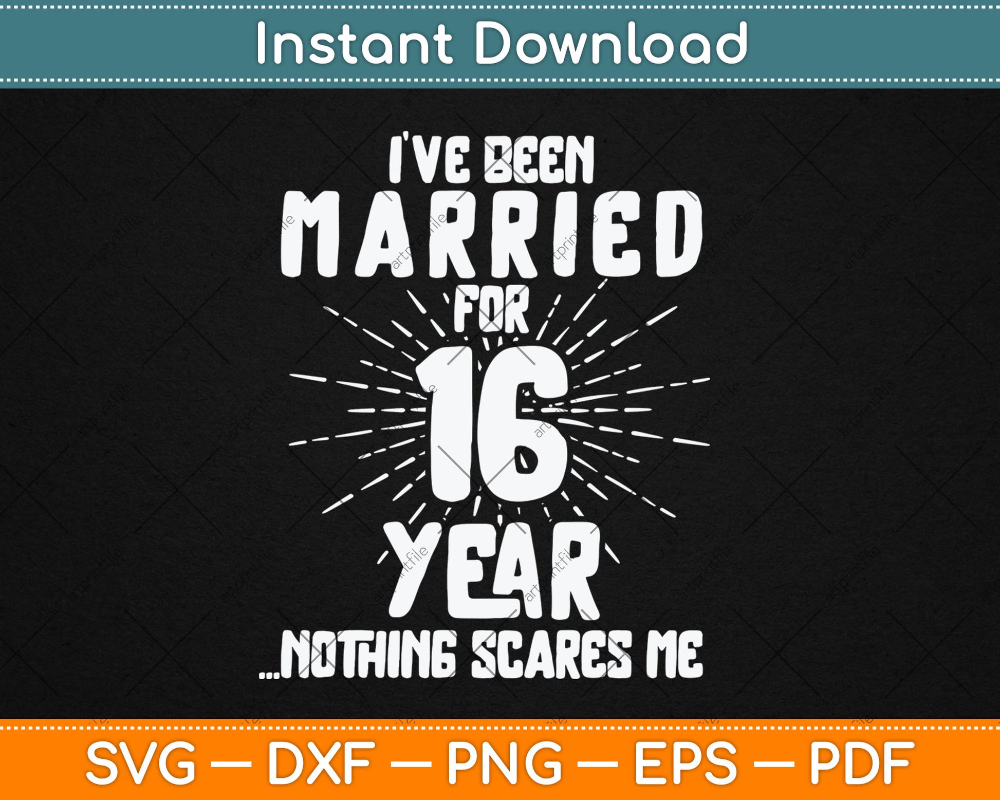 Couples Married 16 Years - Funny 16th Wedding Anniversary Svg Digital Cutting File