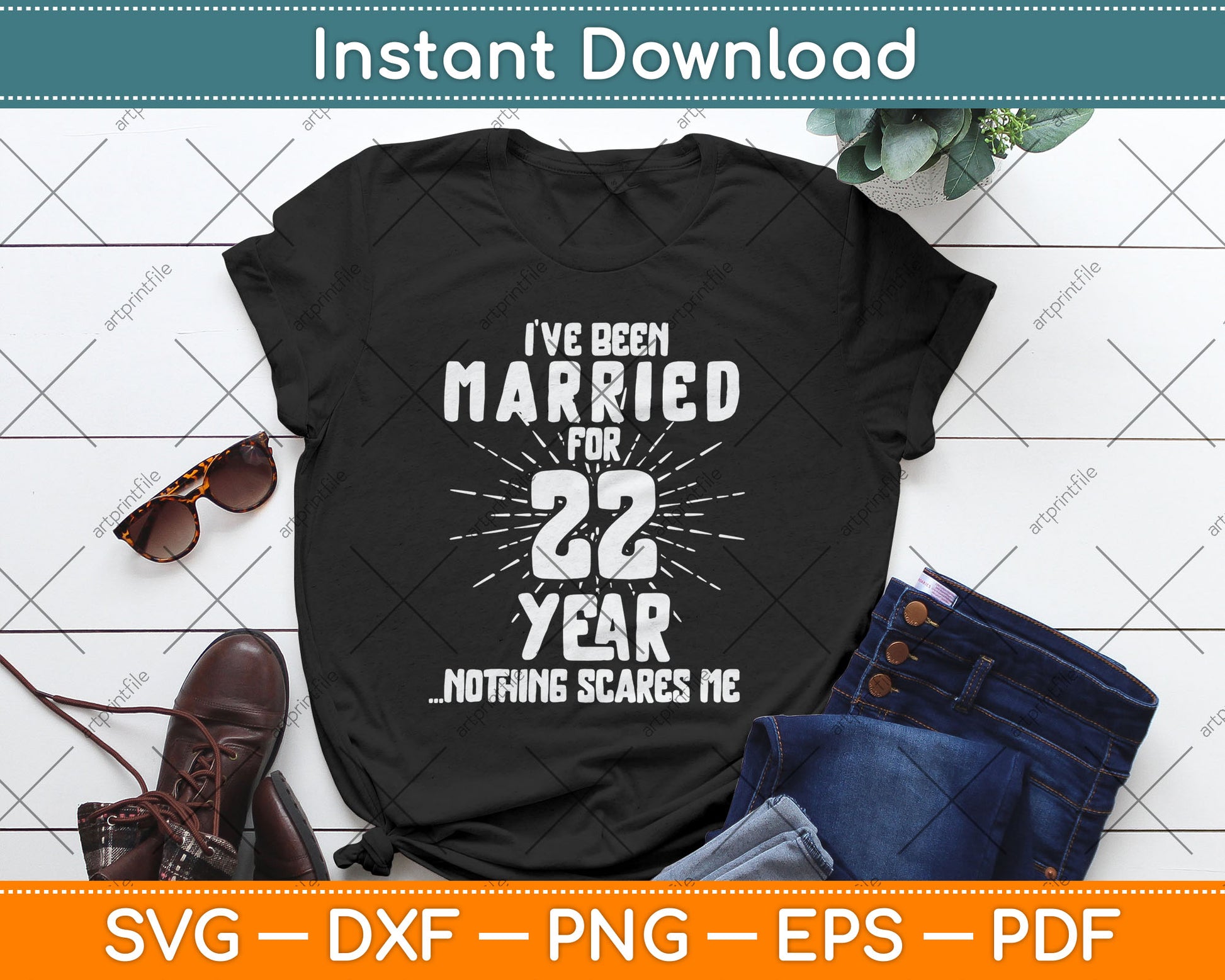 Couples Married 22 Years - Funny 22nd Wedding Anniversary Svg Digital Cutting File