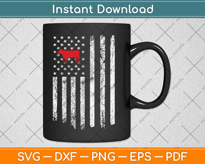 Cow American Flag Cattle Animal Lover Patriotic 4th of July Svg Digital Cutting File