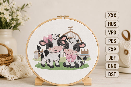 Cow Family Machine Embroidery Design