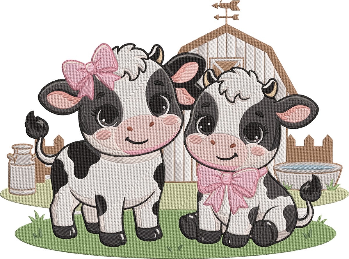 Cow Family Machine Embroidery Design