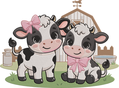 Cow Family Machine Embroidery Design