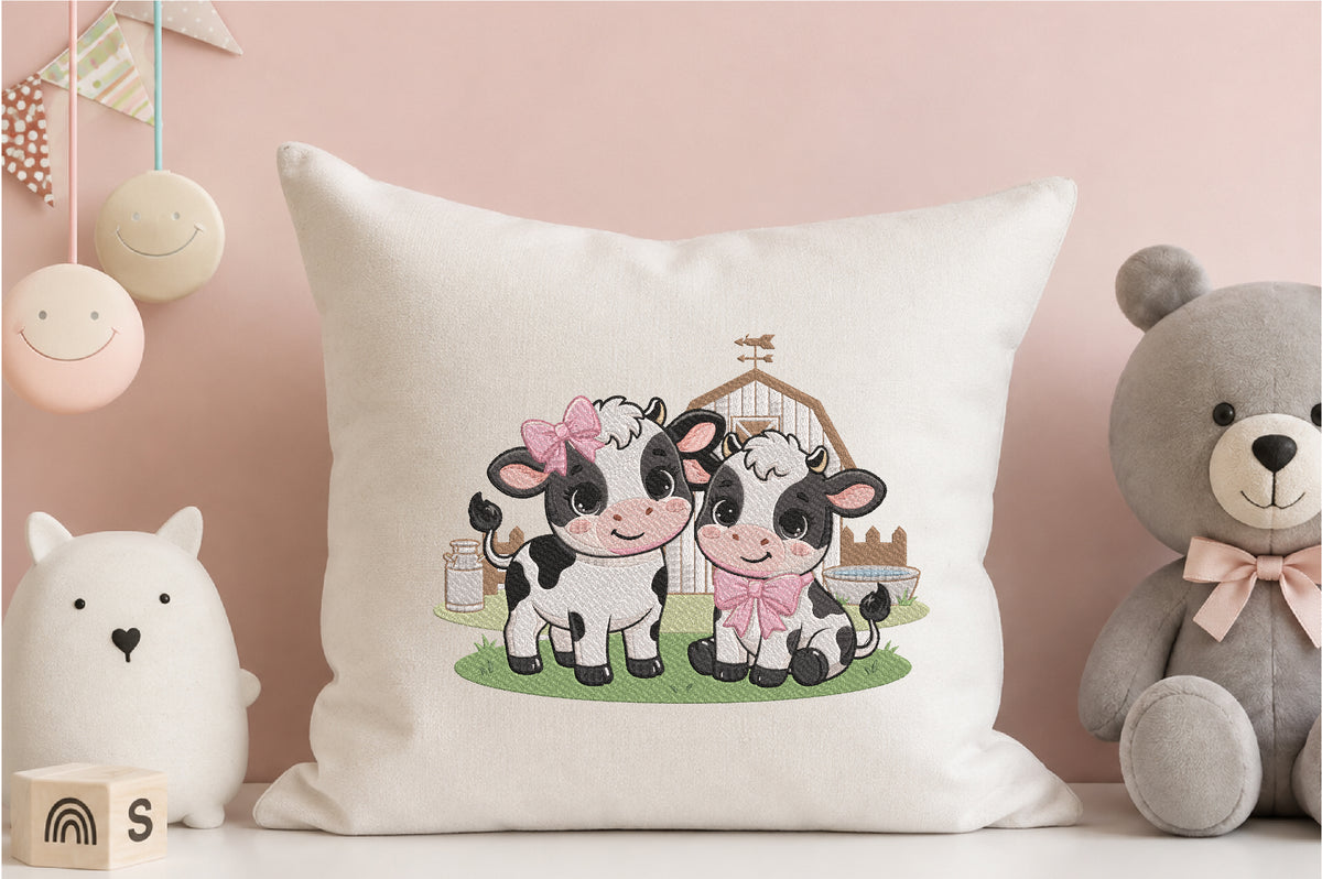 Cow Family Machine Embroidery Design