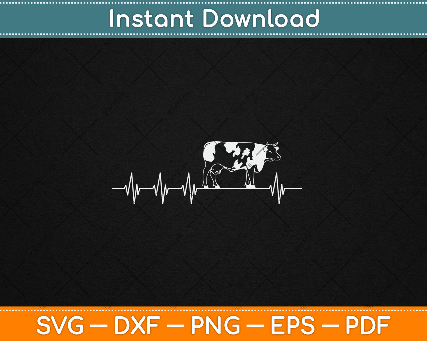 Cow Heartbeat Cow Print for Cow Lovers Svg Digital Cutting File