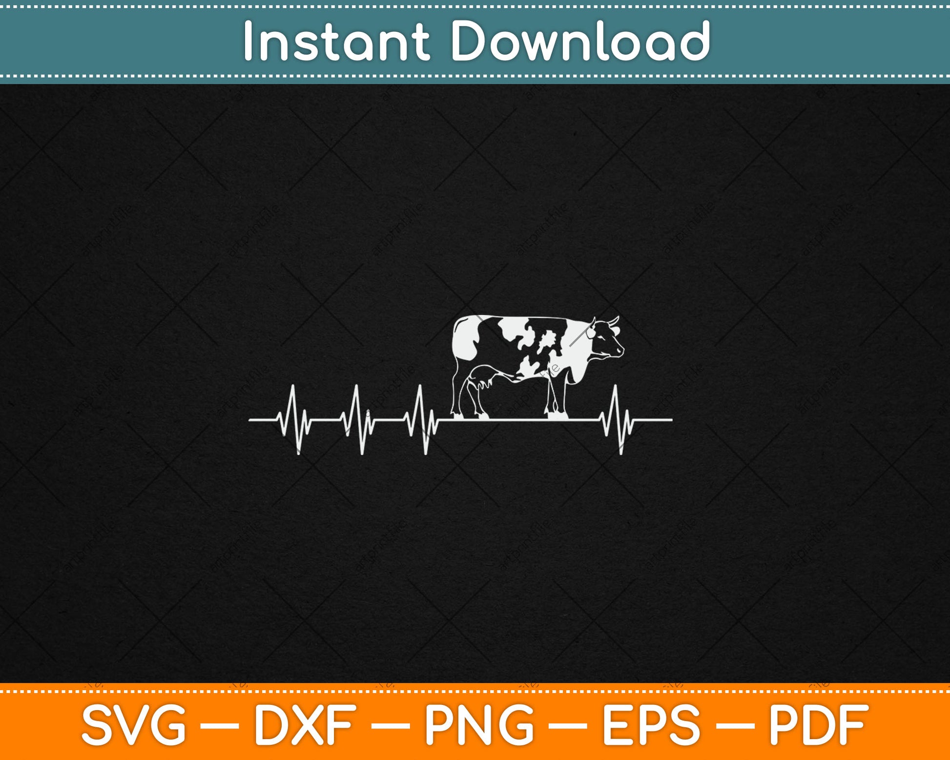 Cow Heartbeat Cow Print for Cow Lovers Svg Digital Cutting File