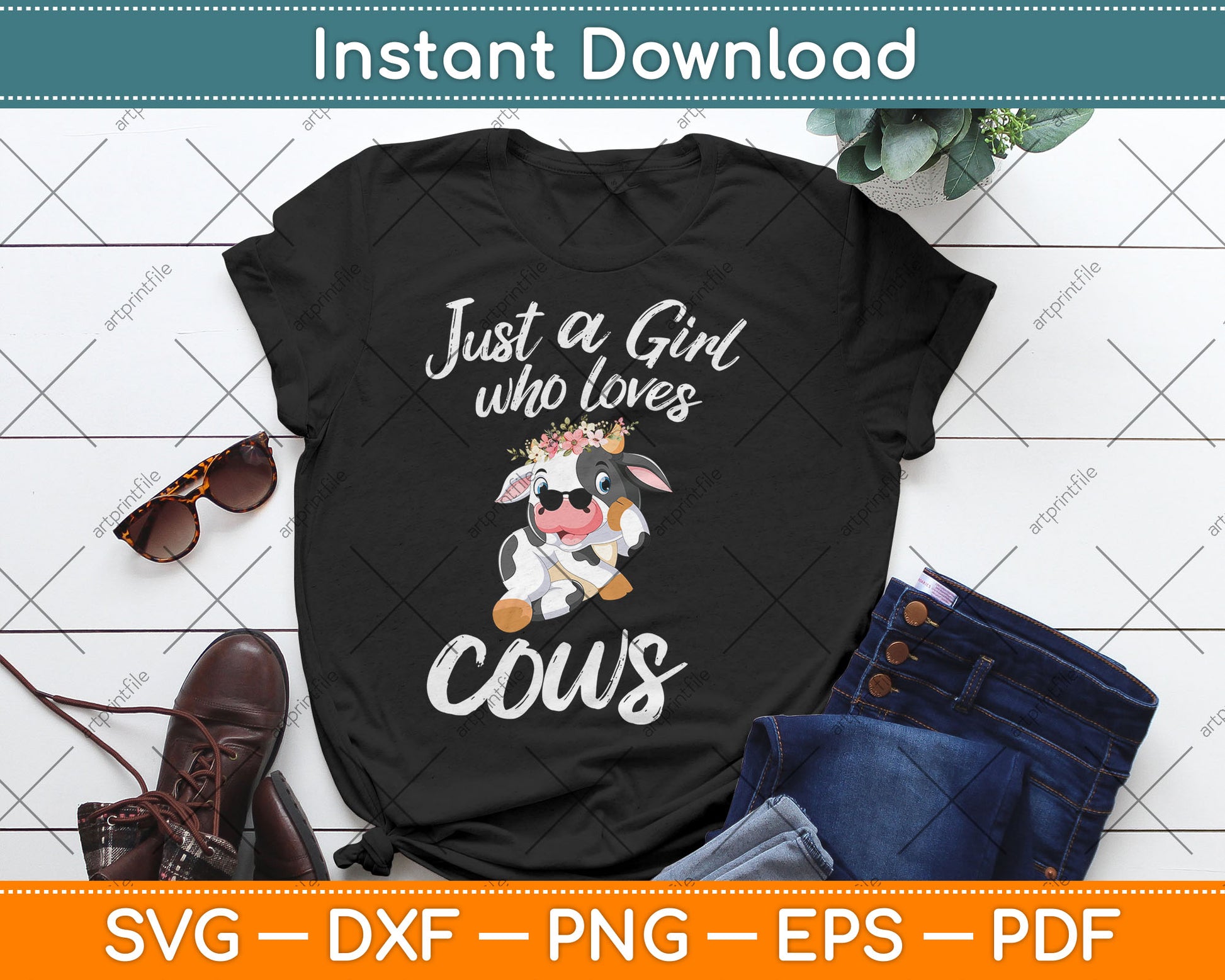 Cow Lover Just A Girl Who Loves Cows Svg Digital Cutting File