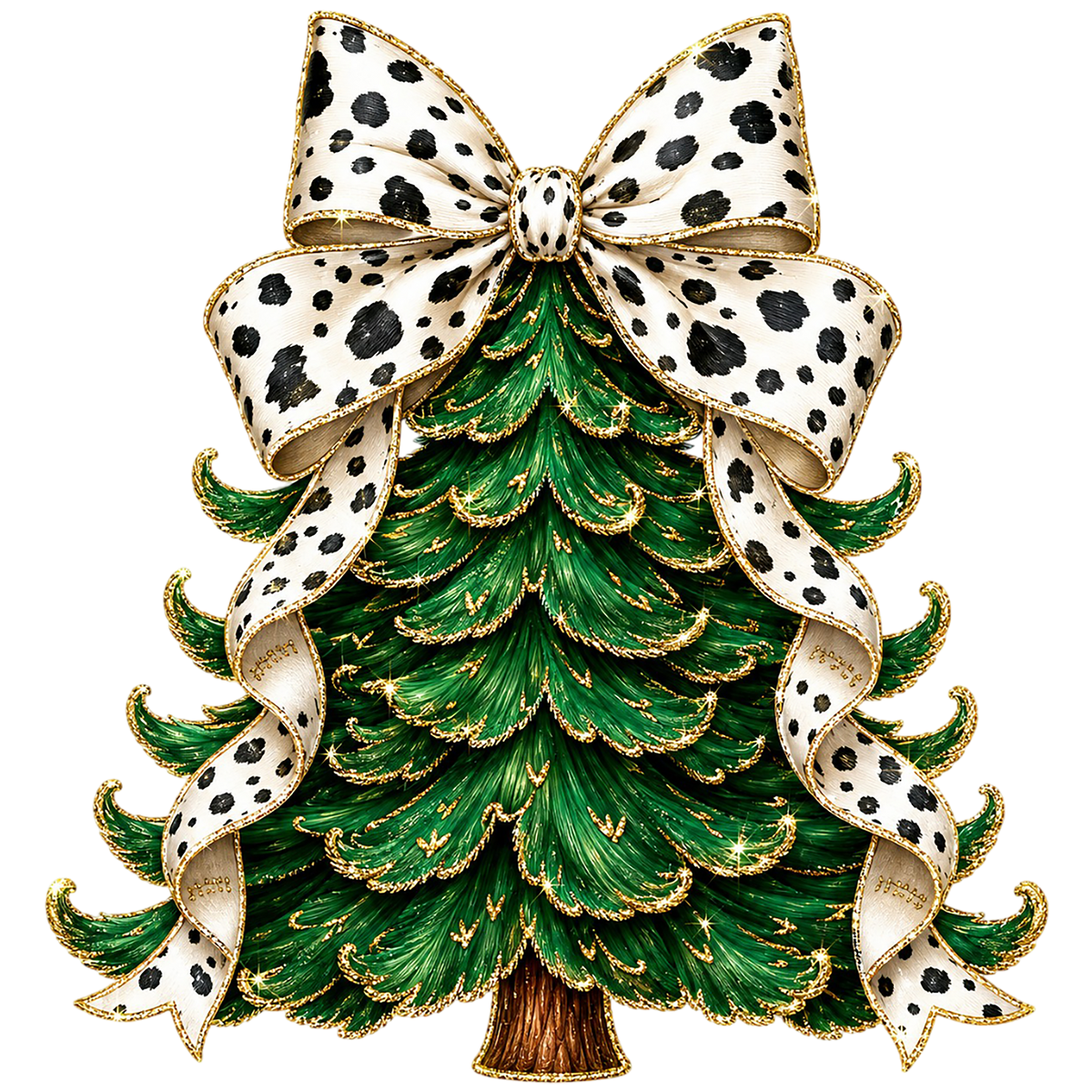 Cow Print Bow Christmas Tree PNG