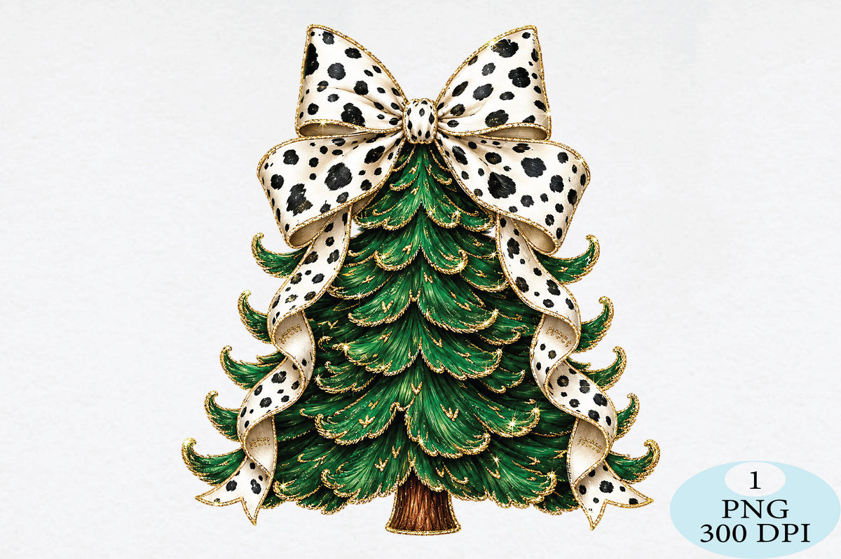 Cow Print Bow Christmas Tree PNG