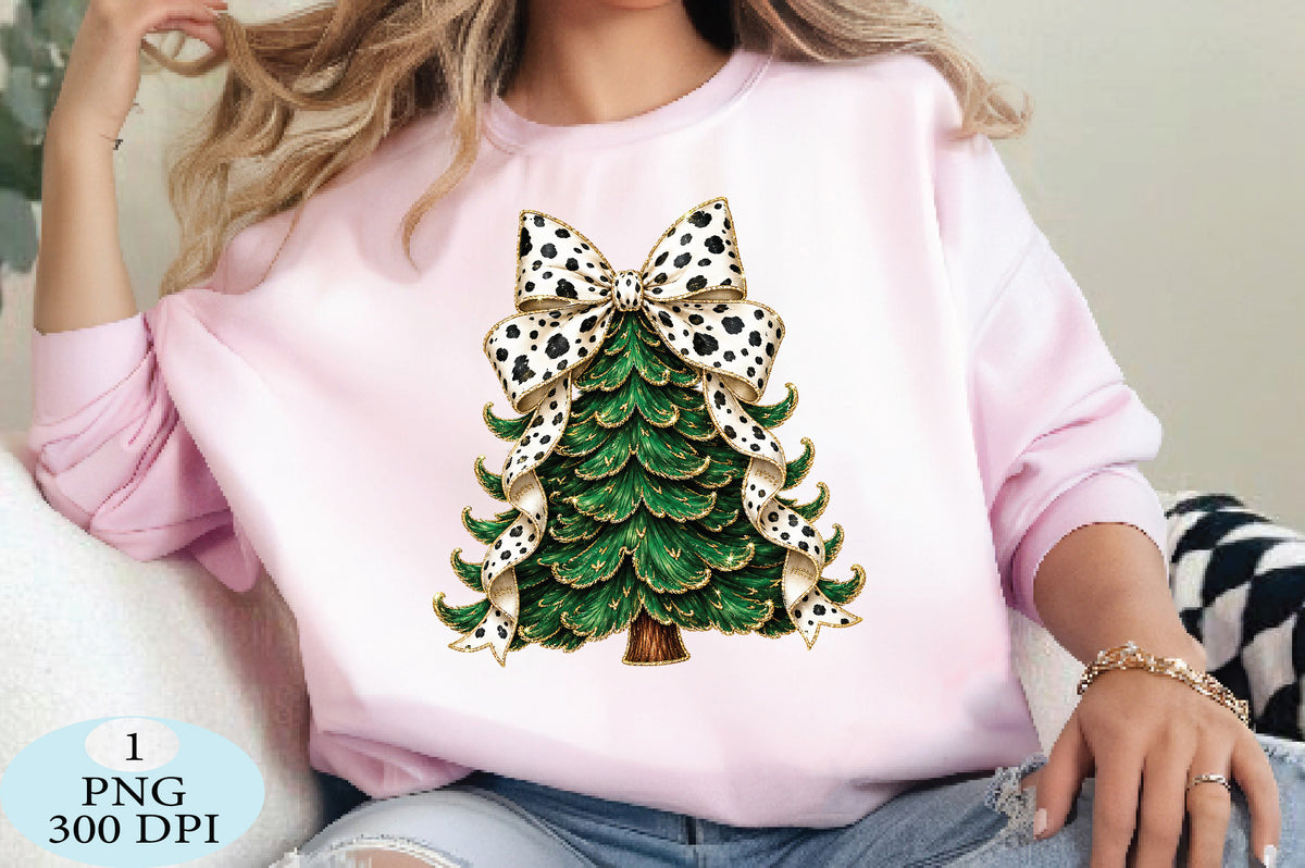 Cow Print Bow Christmas Tree PNG