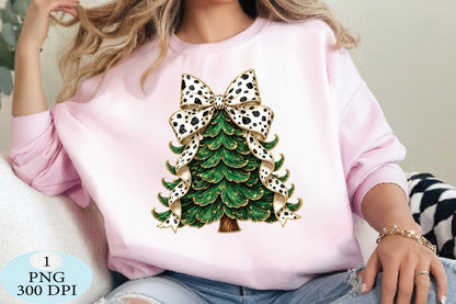 Cow Print Bow Christmas Tree PNG