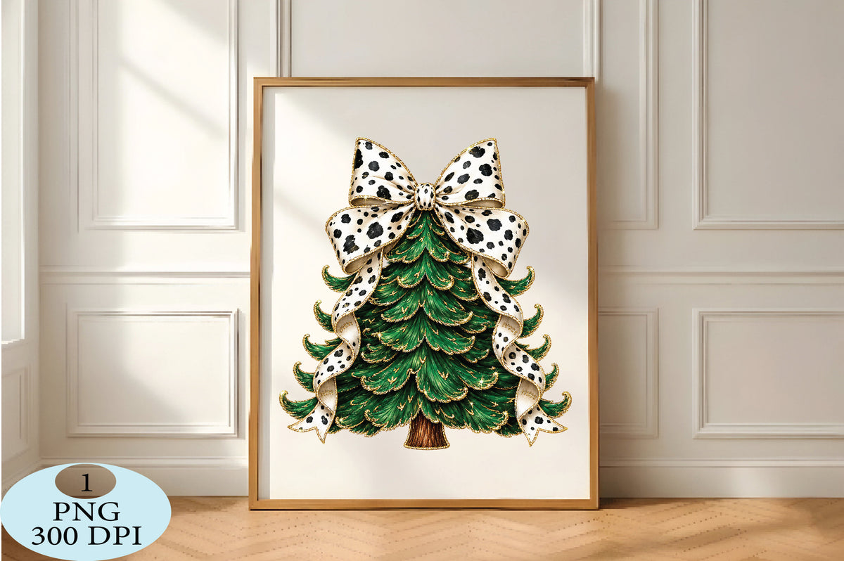 Cow Print Bow Christmas Tree PNG