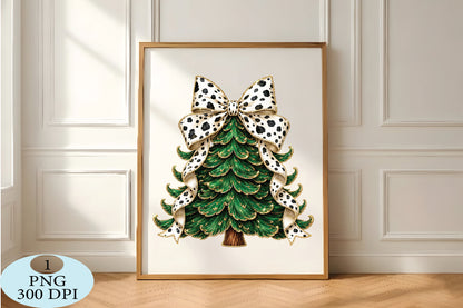Cow Print Bow Christmas Tree PNG