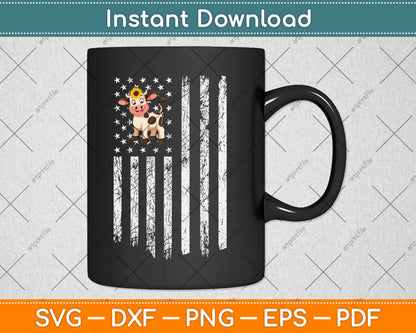 Cow USA Flag Sunflower Cow Lover Svg Digital Cutting File