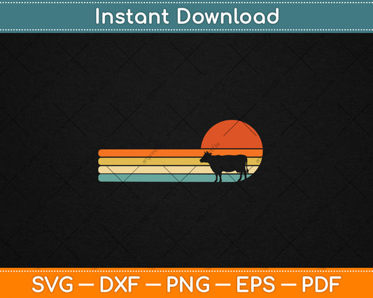 Cow Vintage Retro Style Svg Digital Cutting File
