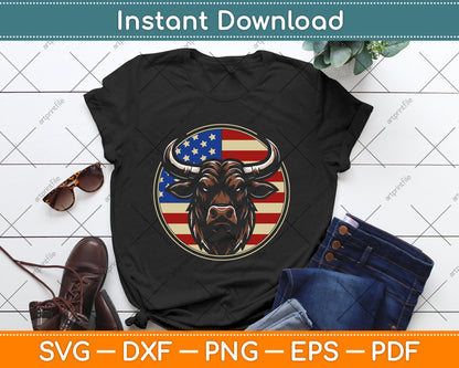Cowboy Rodeo Bull Distressed American Flag Western SVG Digital File