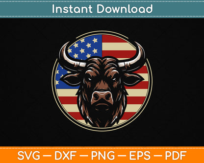 Cowboy Rodeo Bull Distressed American Flag Western SVG File