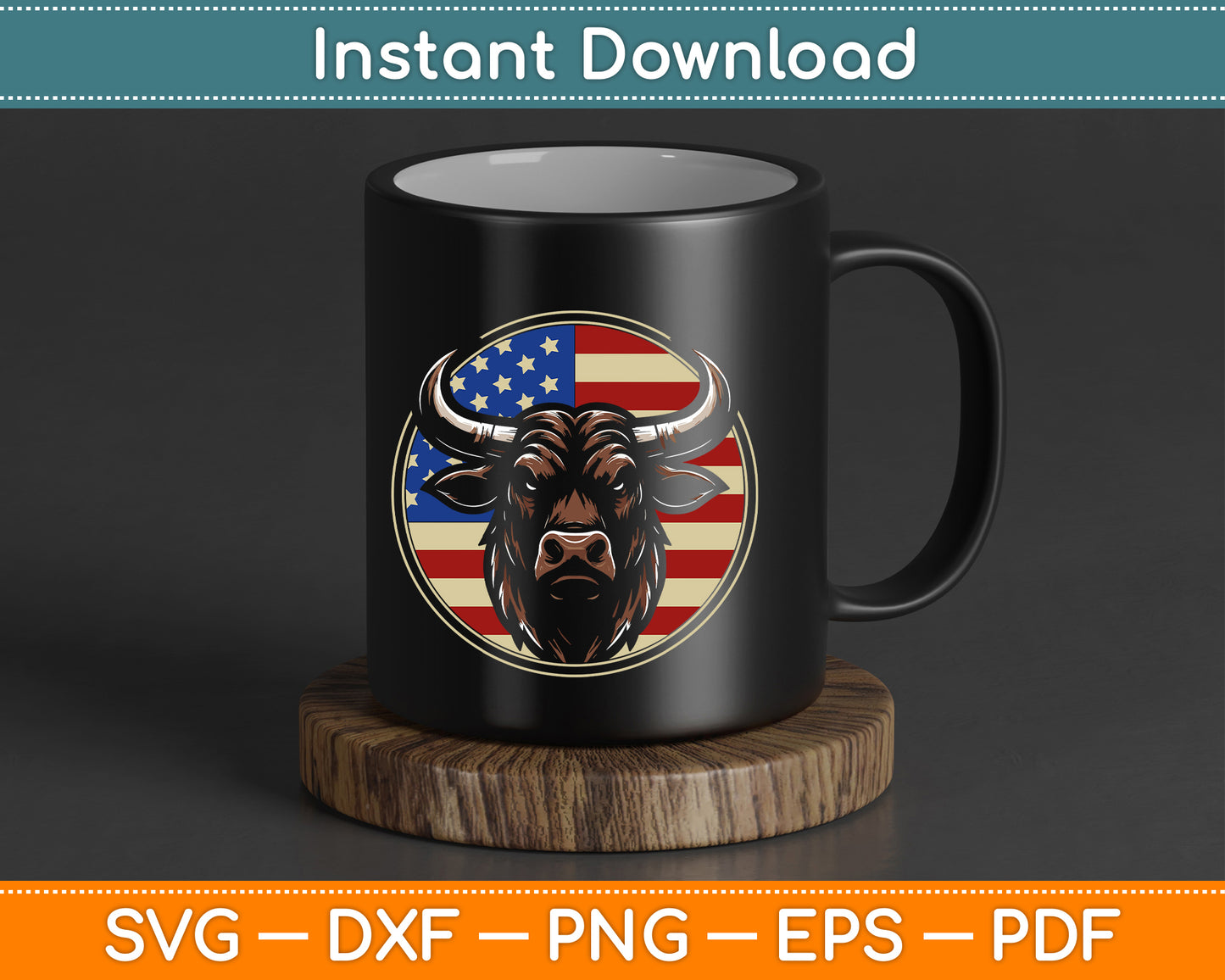 Cowboy Rodeo Bull Distressed American Flag Western SVG Digital Cutting File