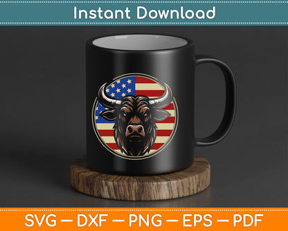 Cowboy Rodeo Bull Distressed American Flag Western SVG Digital Cutting File