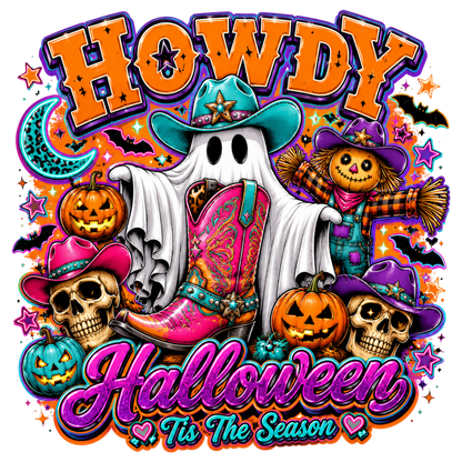 Cowgirl Halloween PNG | Western Ghost Boot Skull Pumpkin This The Season Sublimation Design