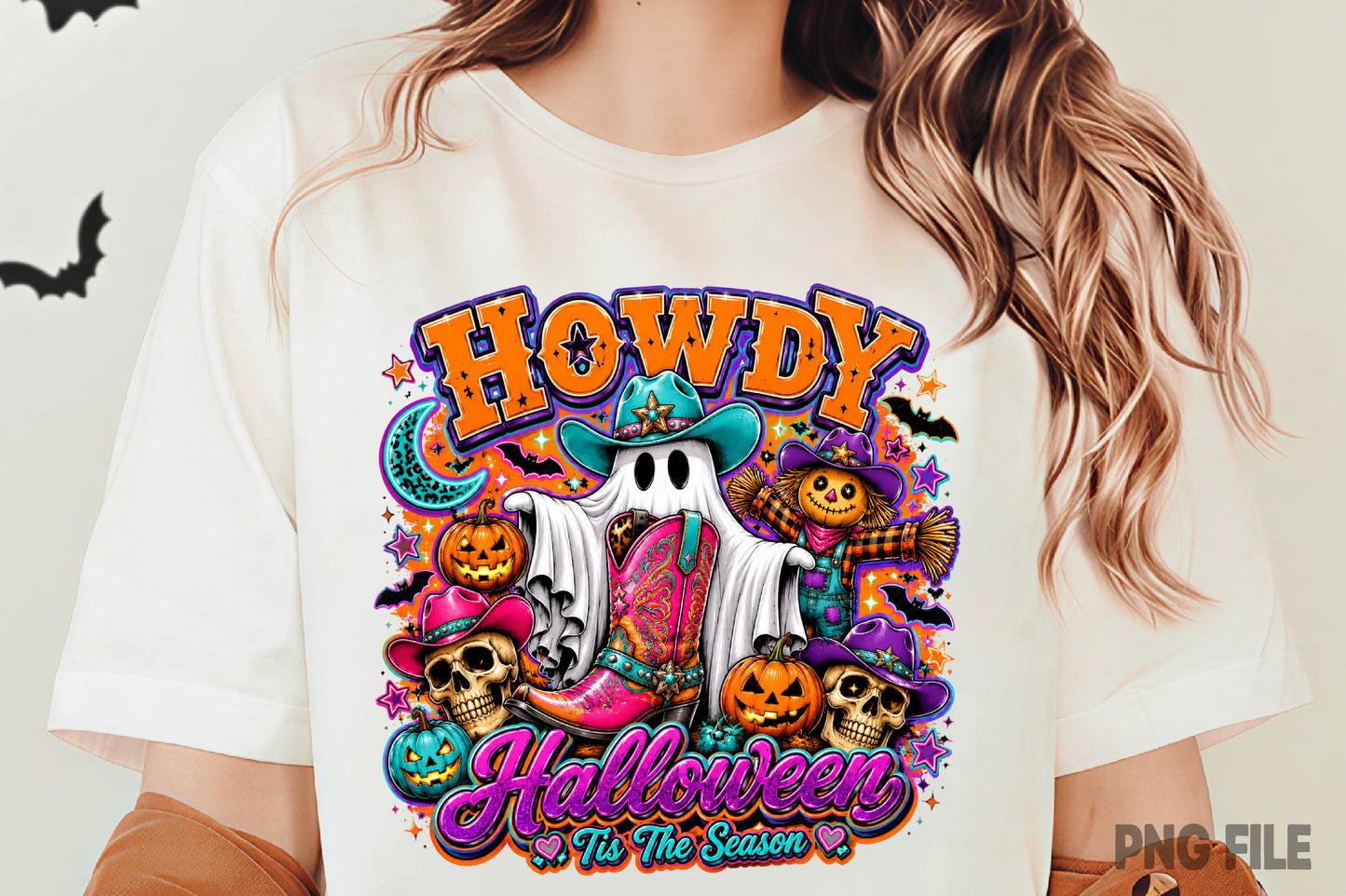 Cowgirl Halloween PNG | Western Ghost Boot Skull Pumpkin This The Season Sublimation Design