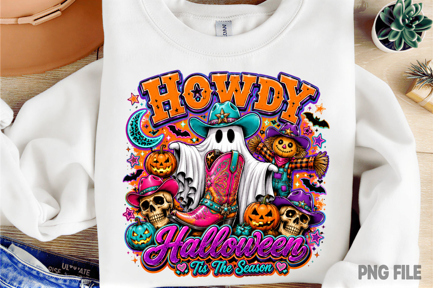 Cowgirl Halloween PNG | Western Ghost Boot Skull Pumpkin This The Season Sublimation Design