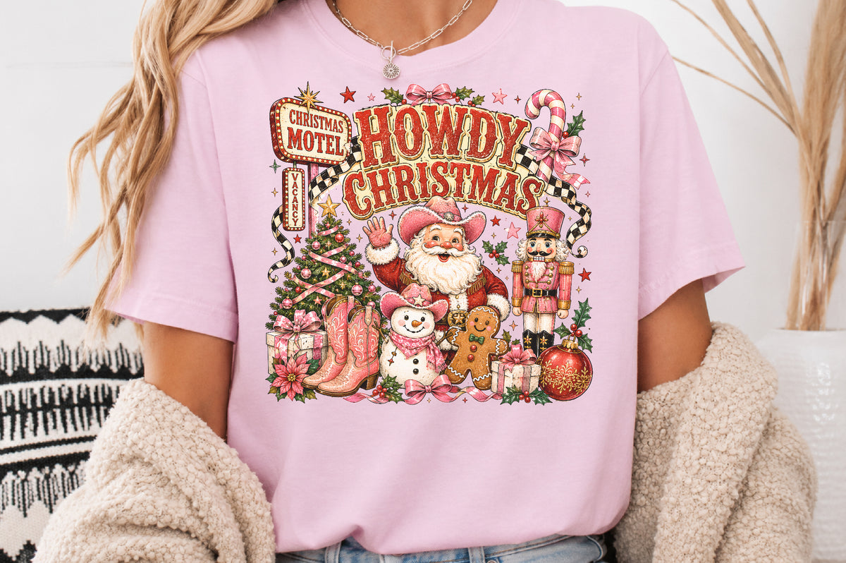 Cowgirl Santa Western Christmas PNG Retro Holiday Sublimation