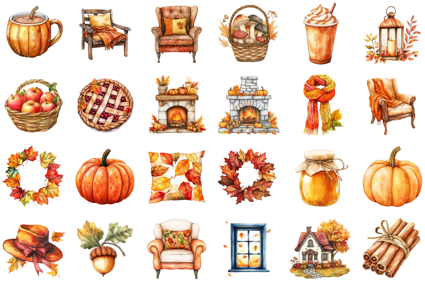Cozy Autumn Charm PNG Bundle Fall Clipart Collection