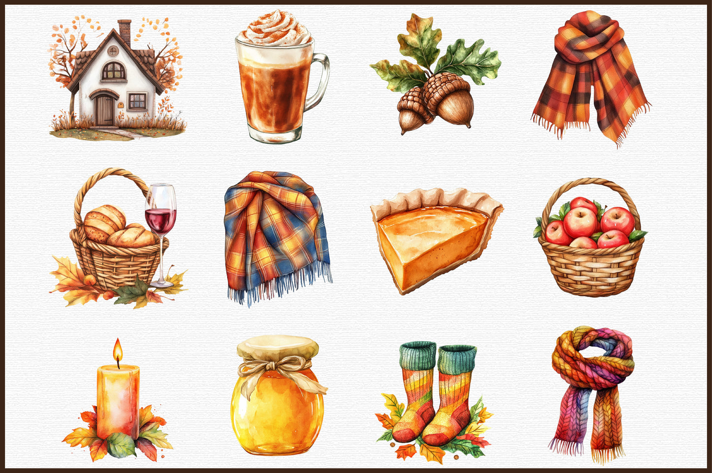 Cozy Autumn Charm PNG Bundle Fall Clipart Collection