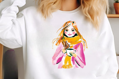 Cozy Autumn Girls Clipart Bundle | Watercolor Fall Girls PNG