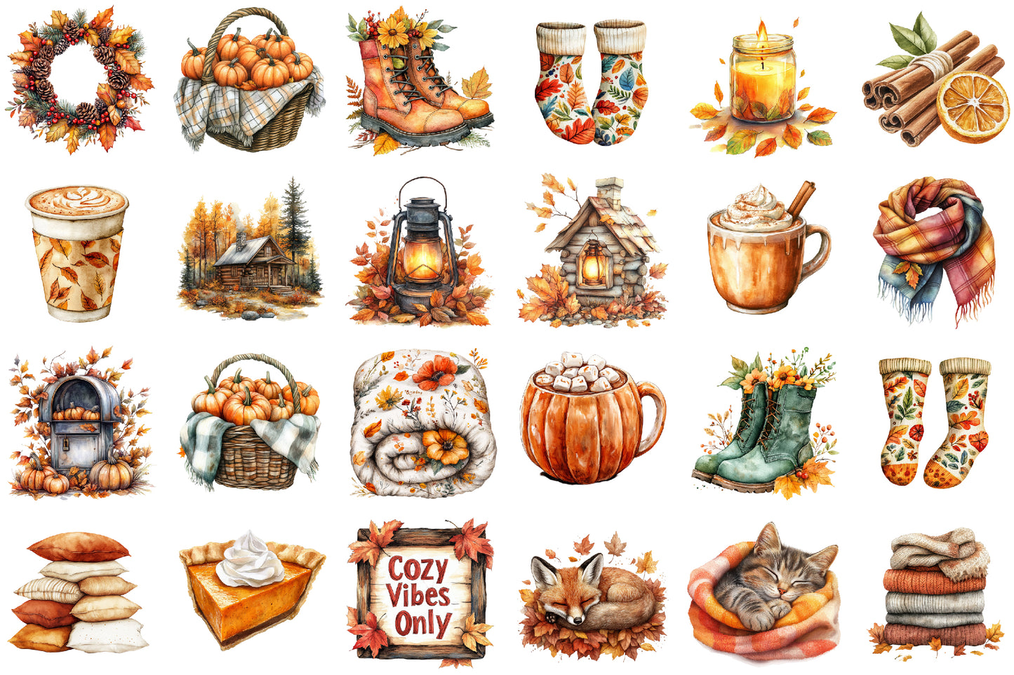 Cozy Autumn Sublimation PNG Bundle Fall Clipart Collection