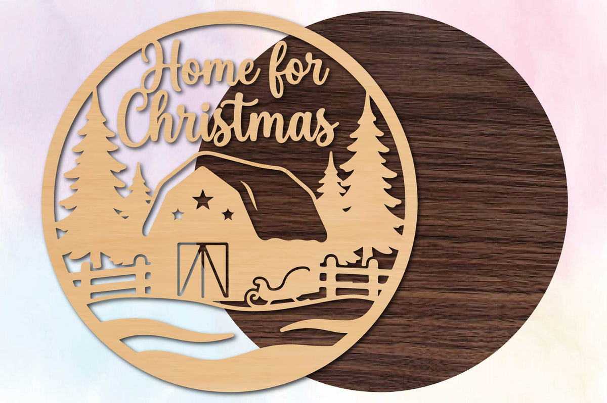 Home for Christmas Cabin SVG