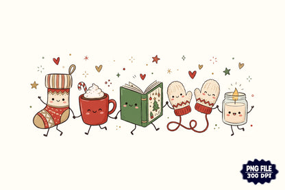 Cozy Christmas Doodle Characters PNG Bundle