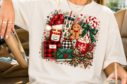 Cozy Christmas Essentials PNG Santa Candle Gingerbread Candy Cane Sublimation