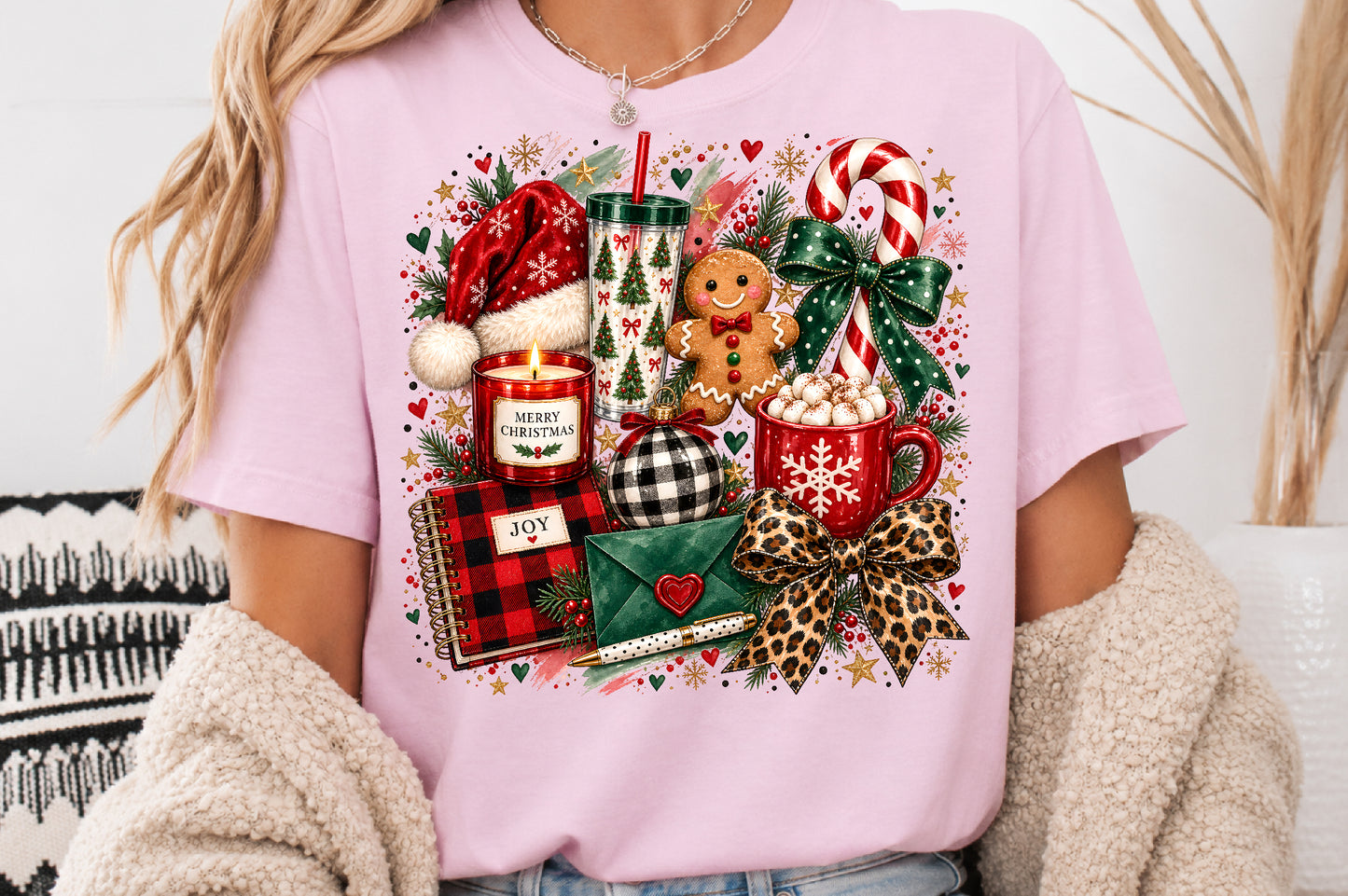 Cozy Christmas Essentials PNG Santa Candle Gingerbread Candy Cane Sublimation