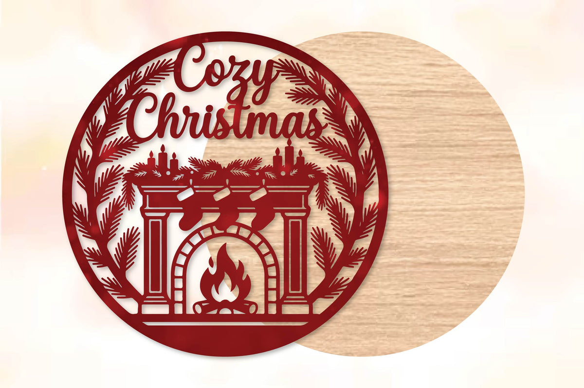 Cozy Christmas Fireplace Laser Cut SVG