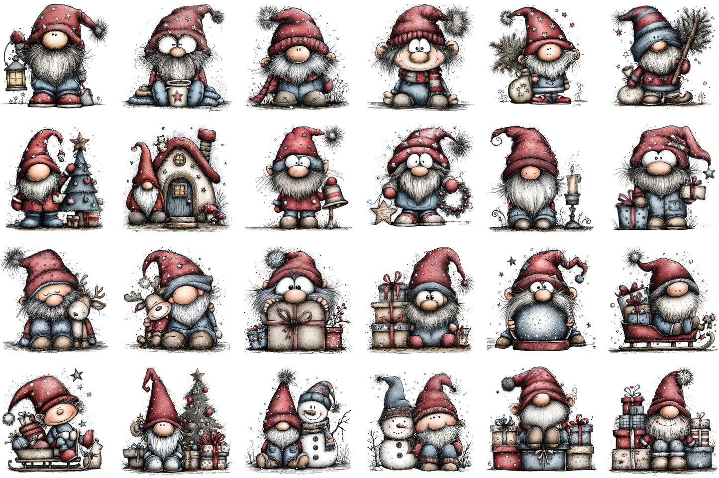 Cozy Christmas Gnome Clipart PNG Bundle