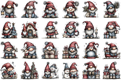Cozy Christmas Gnome Clipart PNG Bundle