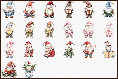 Cozy Christmas Gnomes Clipart PNG Bundle Commercial Use